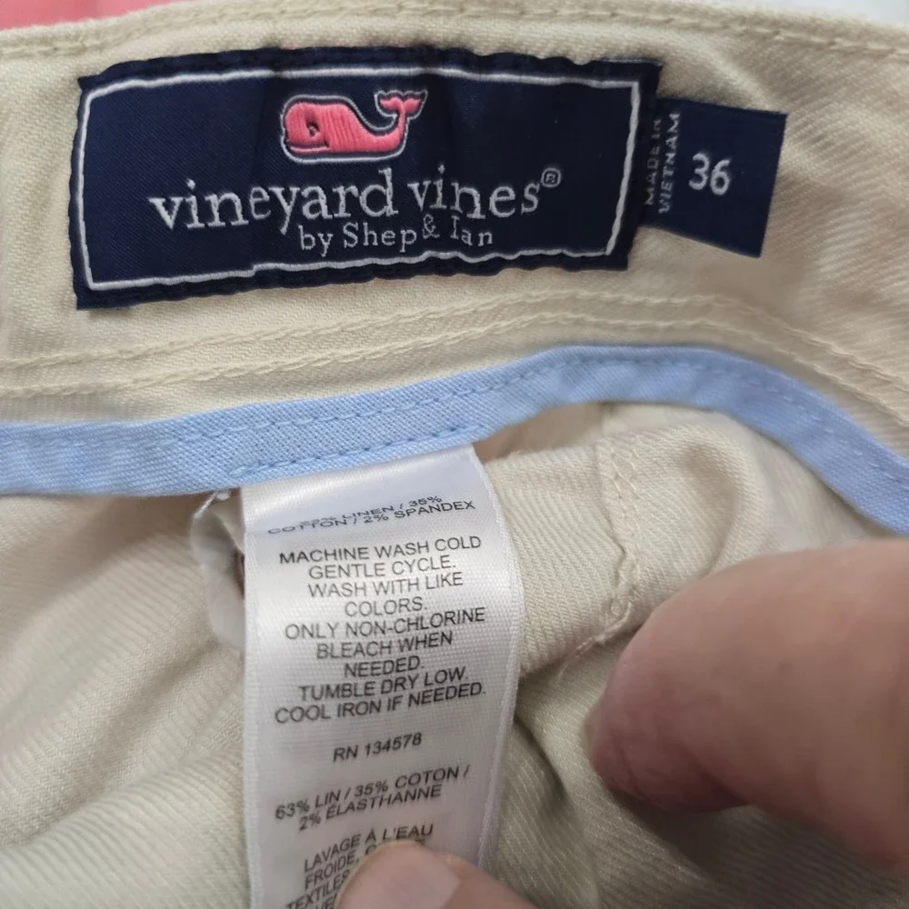 Vineyard Vines Men's Chino Shorts‎ Beige Linen Blend Size 36